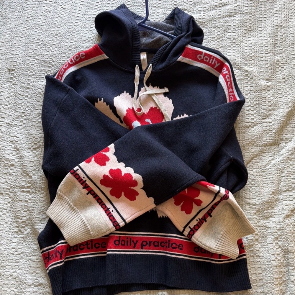 NWOT Daily Practice by Anthropologie Graphic Hooded Knit Sweater. Small.